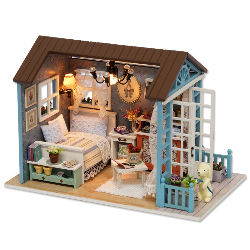 WINCO DIY Doll House Wooden Furniture Miniature Dollhouse Hand Assemble House Toys for Children Birthday Year Chrismas