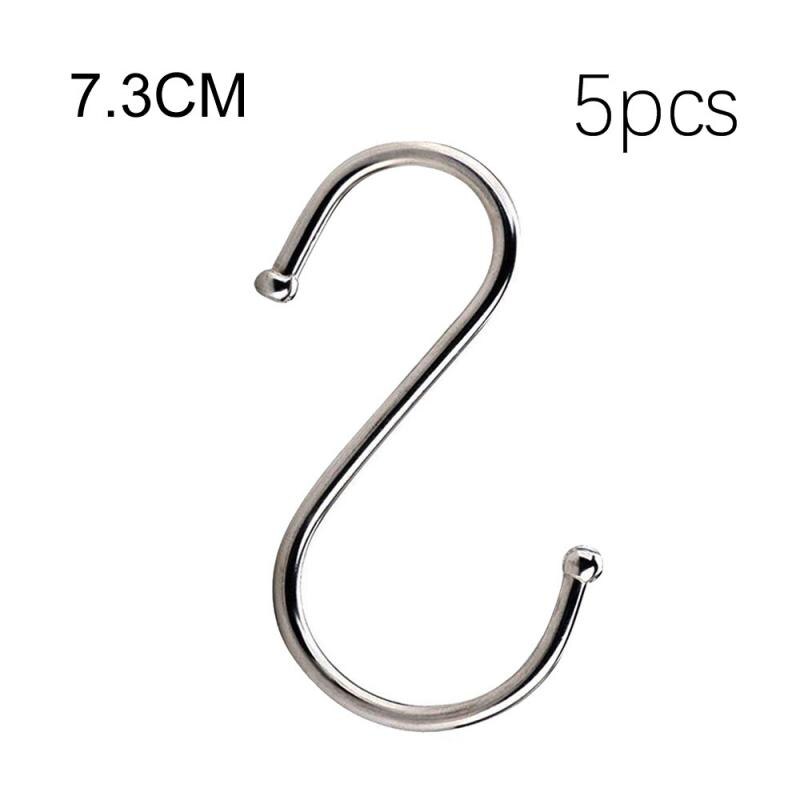 5pcs S-Shaped Hooks Clothing Sundries Organizer Rails Storage-Holders Bathroom Kitchen Stainless-Steel Black Practical Multiple: 7.3cm
