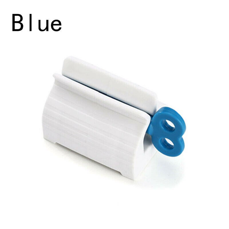 Holdbart abs rullende rør tandpasta squeezer tandpasta let dispenser sæde holder stativ: Blå
