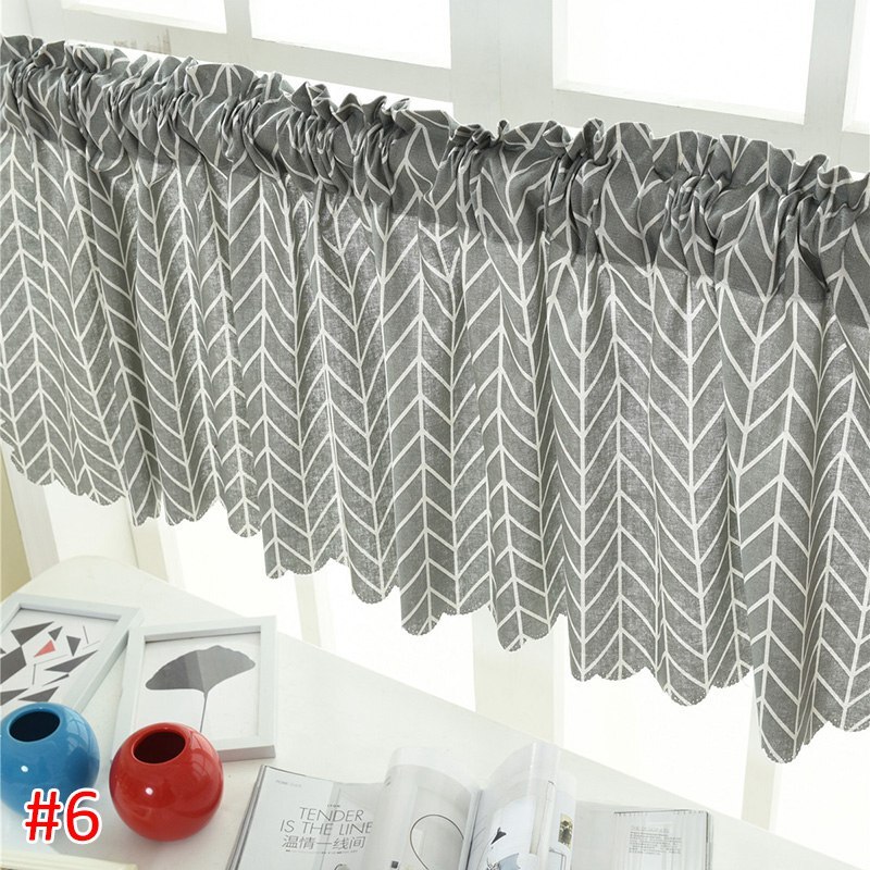 Hanging Short Curtain Floral Half-Curtain Plaid Window Drapes Polyester Half-Curtains for Kitchen Cafe Living Room Decoration: S6 Short Curtain