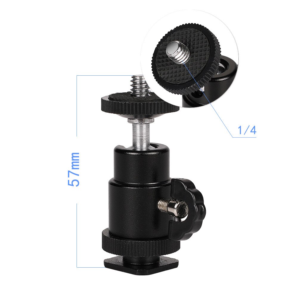 Tête de trépied mini 360 degrés caméra trépied Mini tête à bille tête de chaussure chaude adaptateur à 1/4 vis montage DSLR caméra accessoires