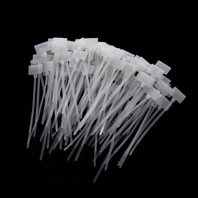 100 Stks Wit Plastic Nylon Mark Tags Label Sticker Kabel Zip Ties 2x11 cm L15