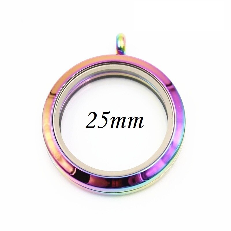 Edelstahl Medaillon Anhänger - 20-38mm - Twist Schraub-Charms - Runde Form - Trendiger Schmuck: Regenbogen 25mm