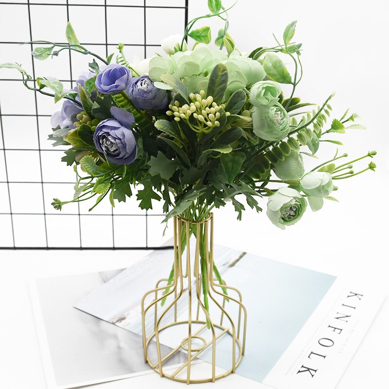 1 bunch 5 forks Artificial flowers Bouquet of roses Home decoration accessories Wedding Diy Flower arrangement Craft Photo props