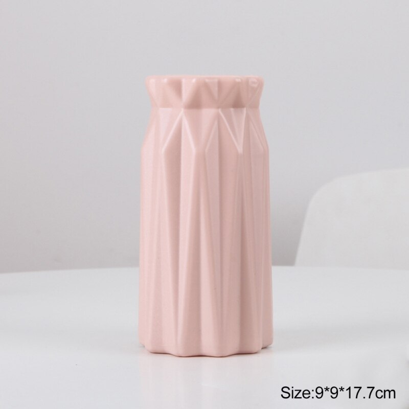 Vaas PE Plastic Slip Vallen Draagbare Huishoudelijke Unieke Vaas Bloemstuk Container Woondecoratie Origami Wit: B
