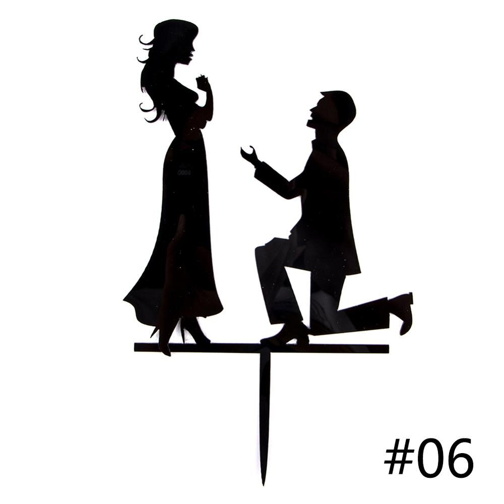 1Pcs Wedding Cake Topper Bride Groom Mr Mrs Acrylic Black Gold Cake Toppers Wedding Decoration Mariage Party Supplies: 06