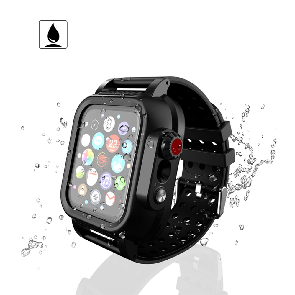 Funda impermeable IP68 con correa de silicona para Apple Watch SE 6 5 4 40mm 44mm, funda de pulsera deportiva para iWatch3 2 1 38mm 42mm