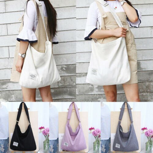 Women Canvas Shoulder Bag Crossbody Messenger Tote Girls Travel Satchel Handbag Shopping Bag