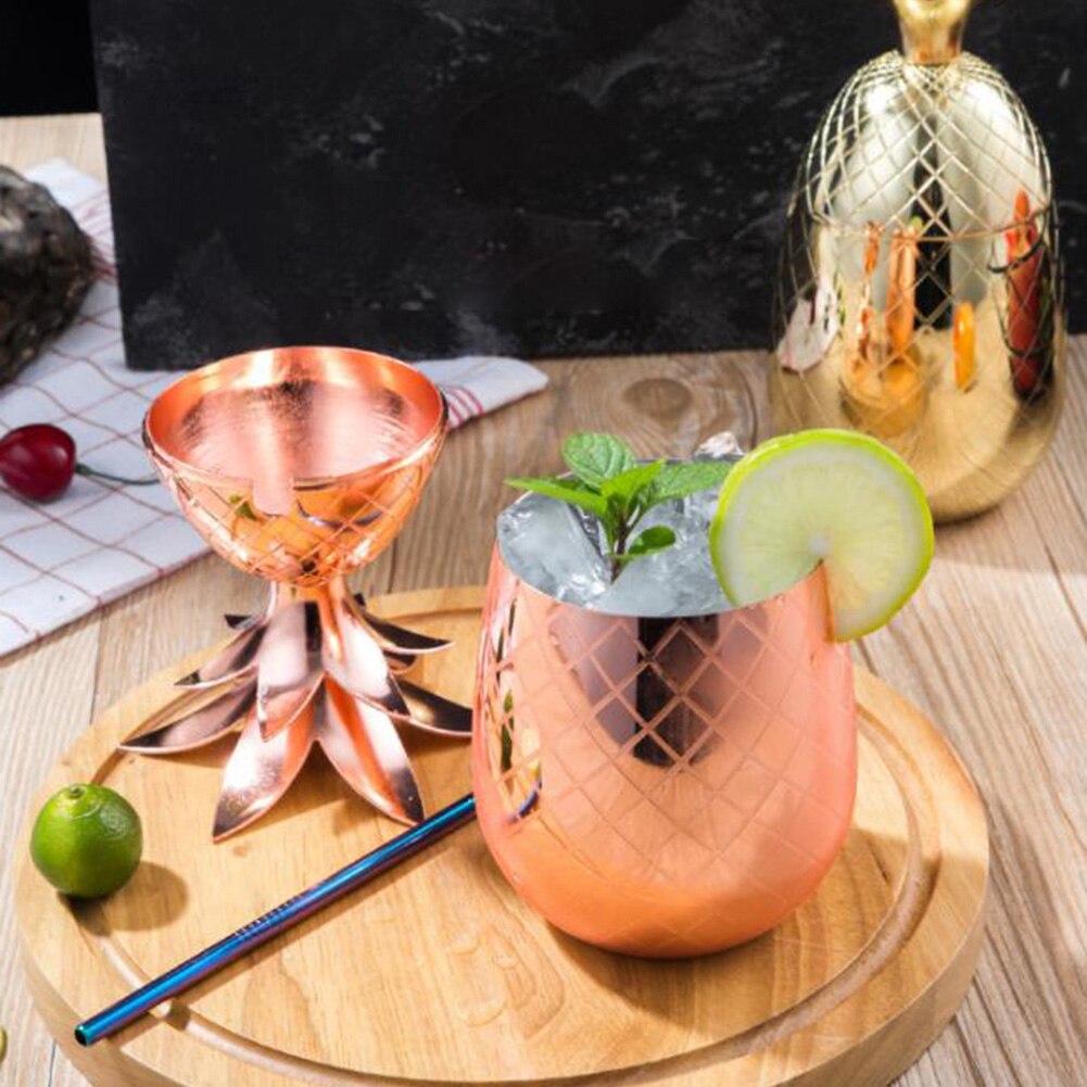 Gorące wyprzedaże!!! 550ml ananasowy kształt moskwa muł miedziany kubek koktajl kawa mleko kubek Drinkware unikalny kubek koktajlowy kształt ananasa