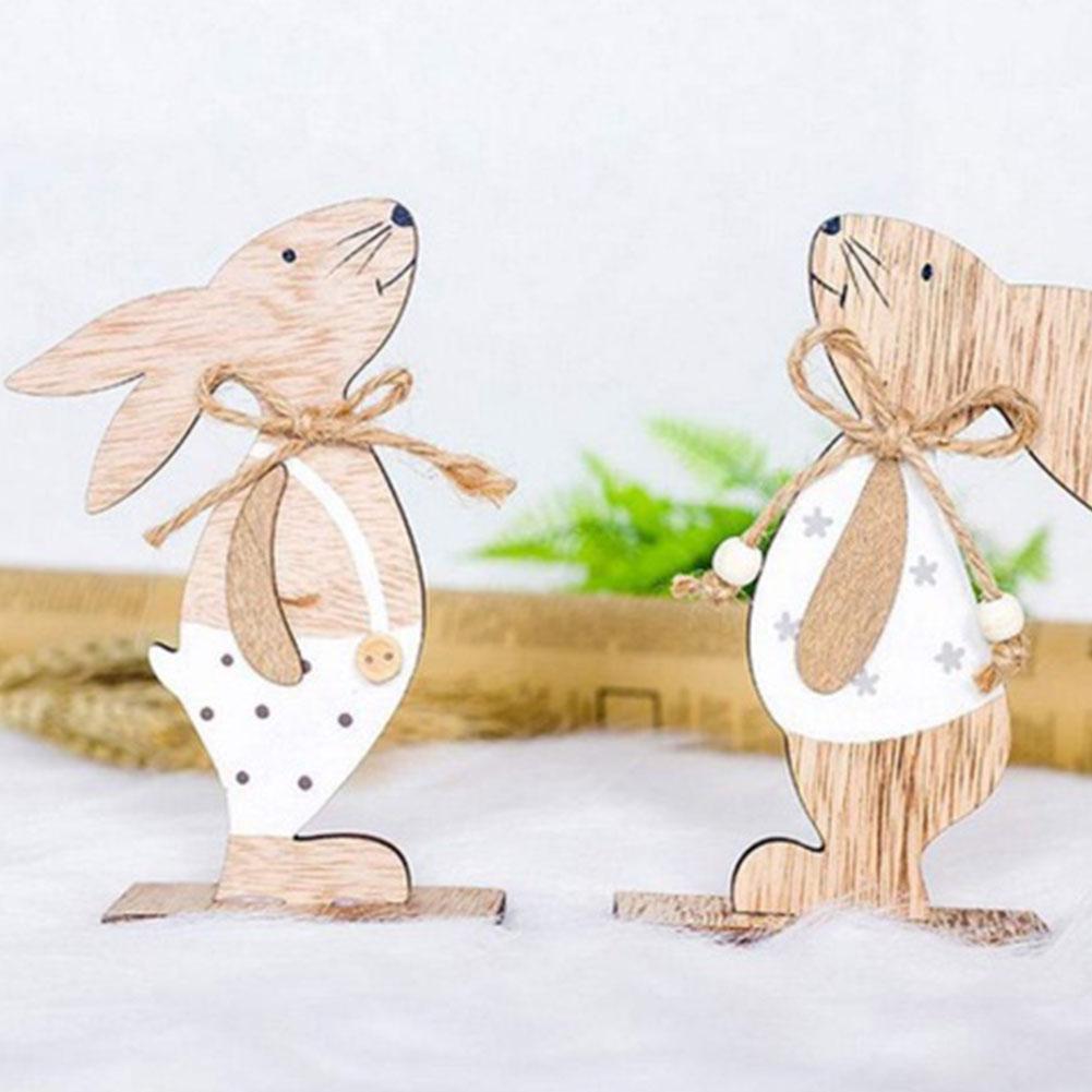 1Pc Happy Easter Decorations Rabbit Easter Wooden Decor Easter Easter Ornaments Party For Easter DIY For Home Party P0D2