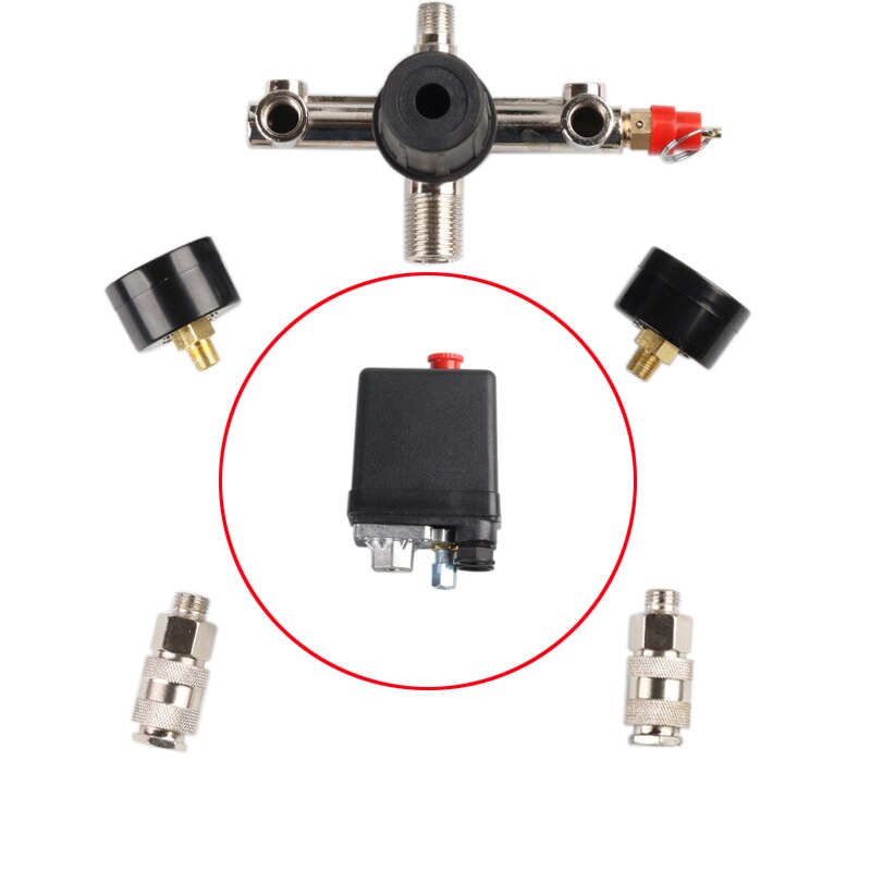 Luftkompressor pumpe trykkbryter kontroll 0.05-1.2 mpa 0-180 psi manifold avlastningsregulator reguleringsventil trykkmåler