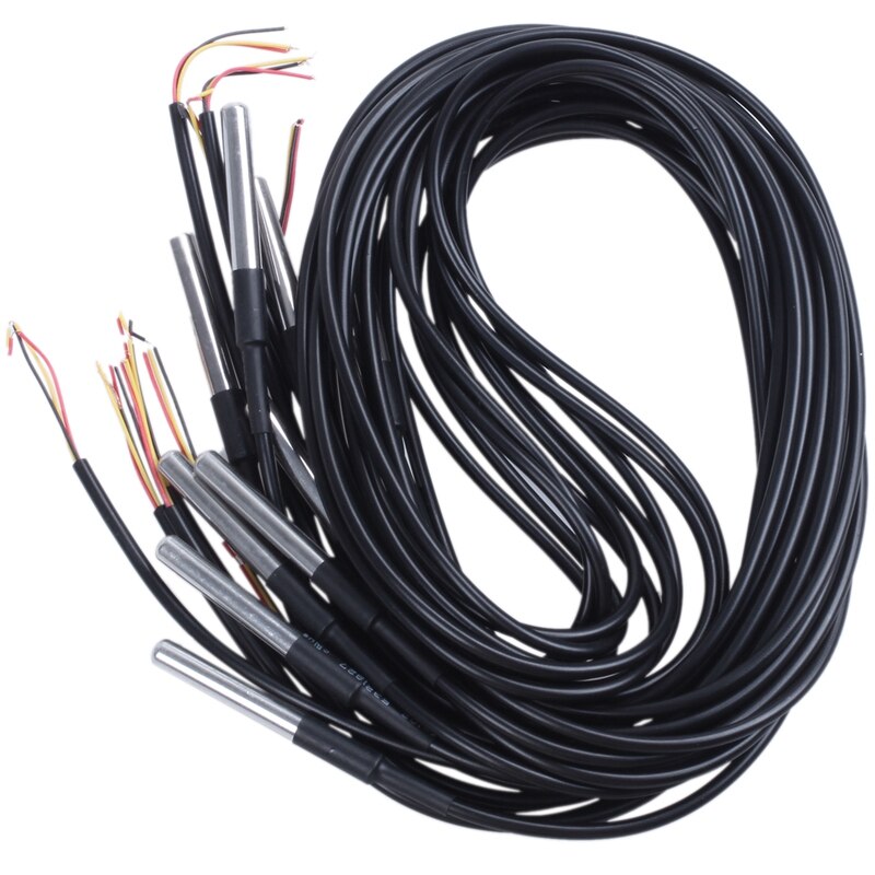 DS18b20 Waterproof Temperature Sensors Temperature Transmitter 10pcs) Black: Default Title