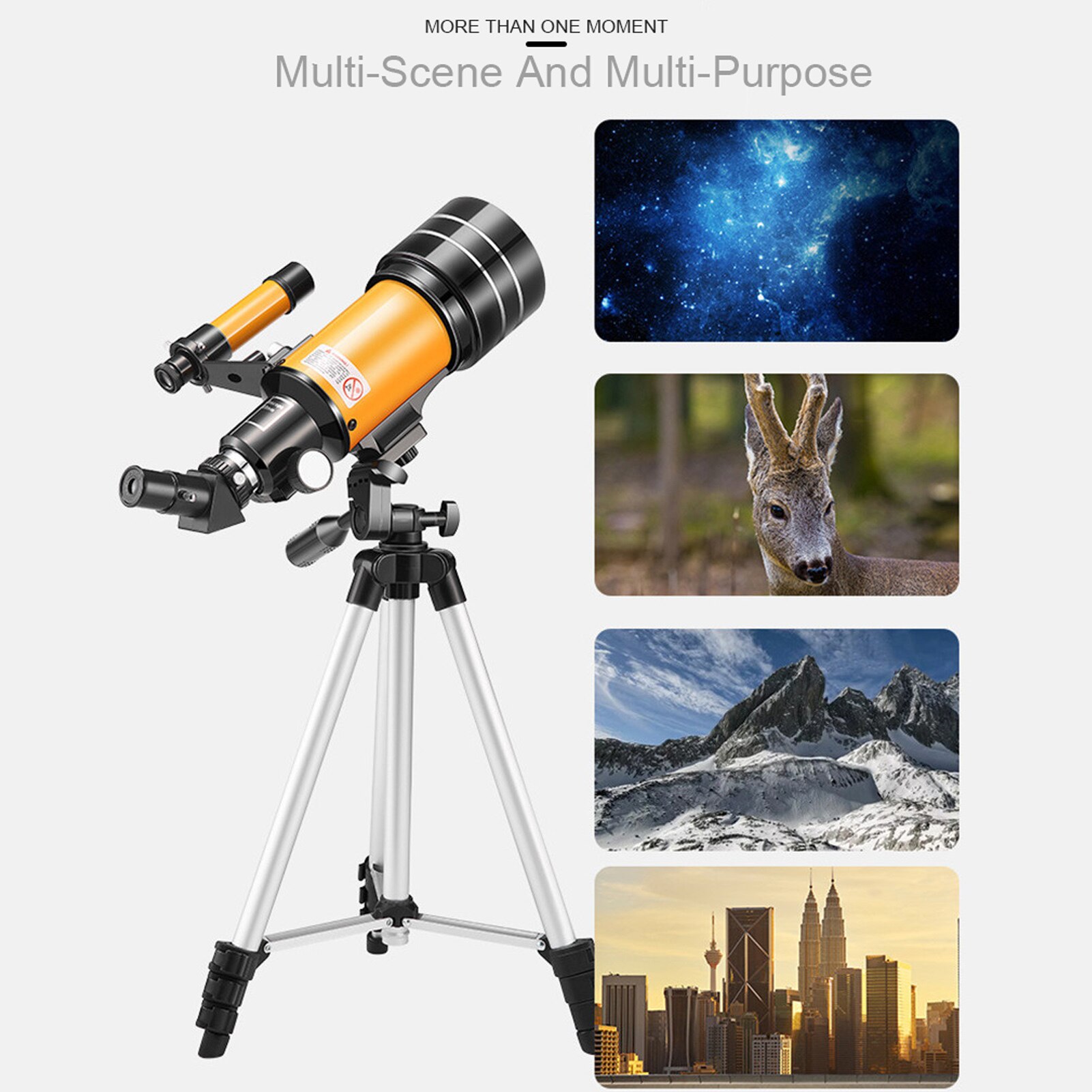 Télescope astronomique monoculaire avec trépied, télescope spatial monoculaire à ouverture de 70mm pour enfants, du nouvel an