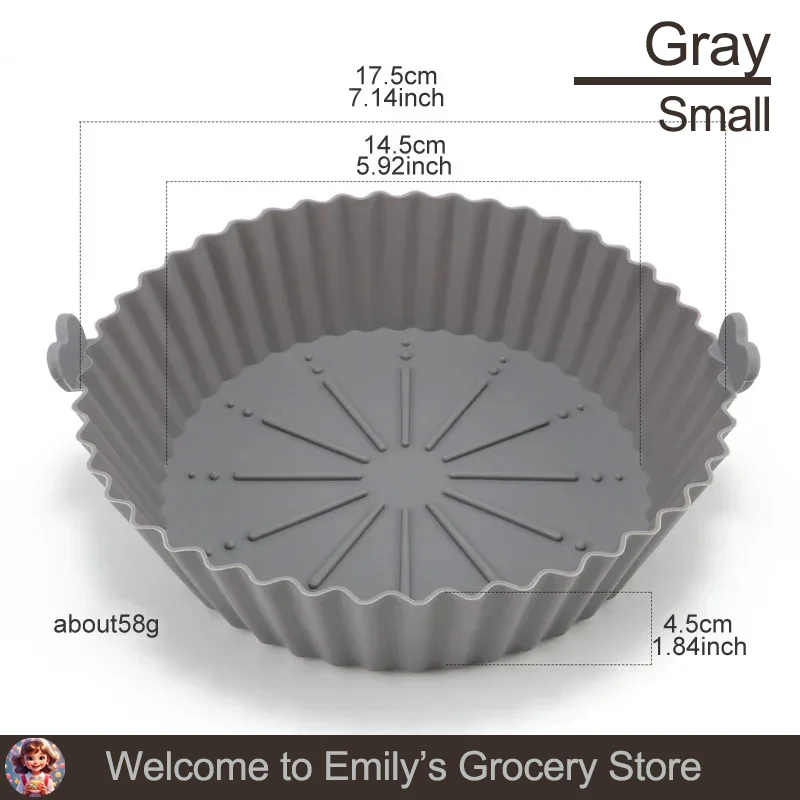 1 Stuks Lucht Friteuse Bakplaat Siliconen Herbruikbare Bakmand Grill Pan Food-grade Non-stick Cakevorm keuken Oven Pot Accessoires: Donkergrijs