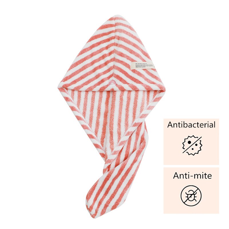 Toalla microfibra para cabello seco toallas de baño antiácaros toalla de baño para el cuidado del cabello de: Striped pink