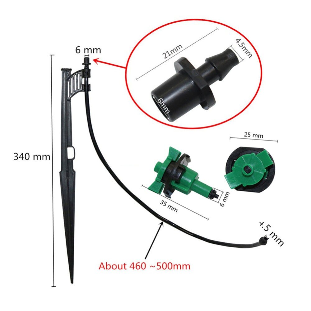 Greenhouse Micro Drip Irrigation Gazon Roterende Arm Nozzle 360 ​​Angle Garden Watering Sprinkler Grass Bush Farm Tools 30 Stuks