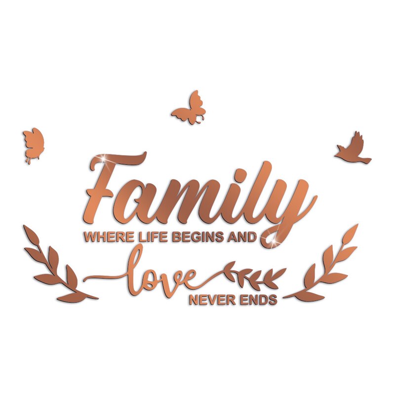 1einstellen 3D Spiegel Zauberstab Aufkleber DIY Familie Worte Acryl Zauberstab Aufkleber Wohnzimmer Zauberstab Dekor Hause Dekoration adesivo de parede
