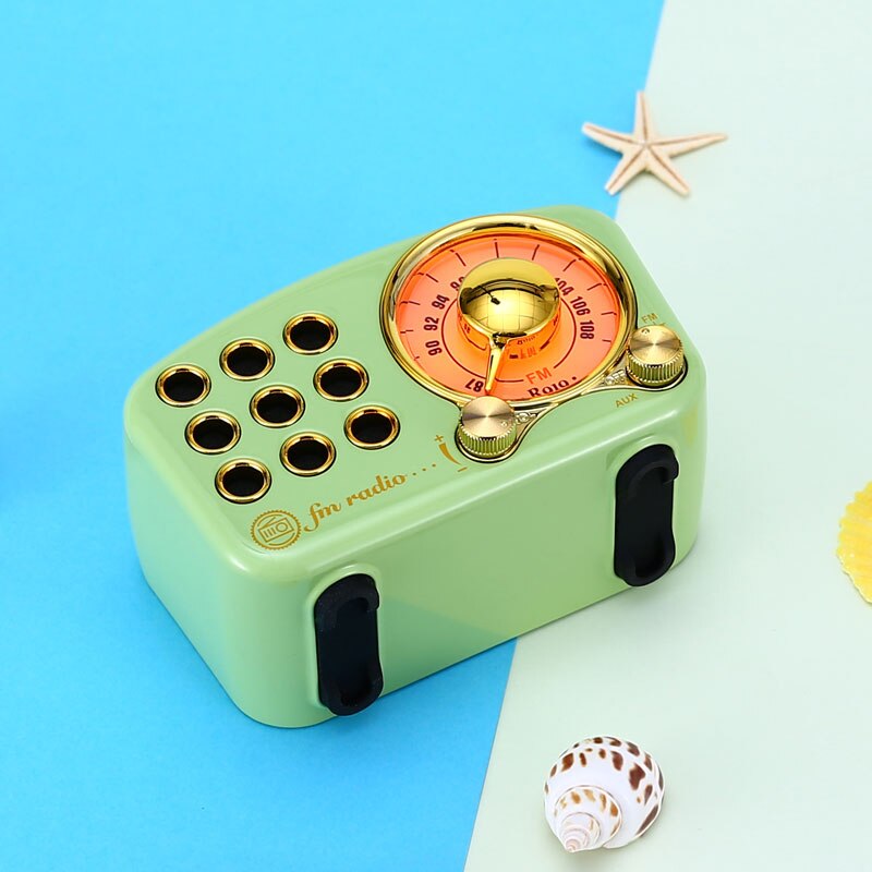 Bluetooth-radiolautsprecher, vintage-radio – fm-radio im altmodischen klick-stil, starke bassverstärkung (grün)