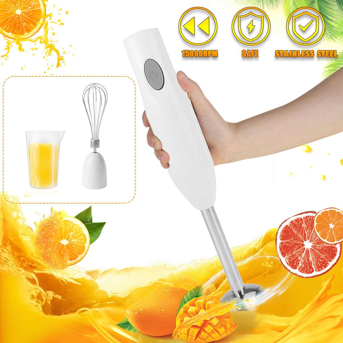 2 Speeds Electric Blender 2 in 1 Food Mixer Kitchen Smoothies Detachable Hand Blender Egg Beater Vegetable Fruit Salad Sonifer