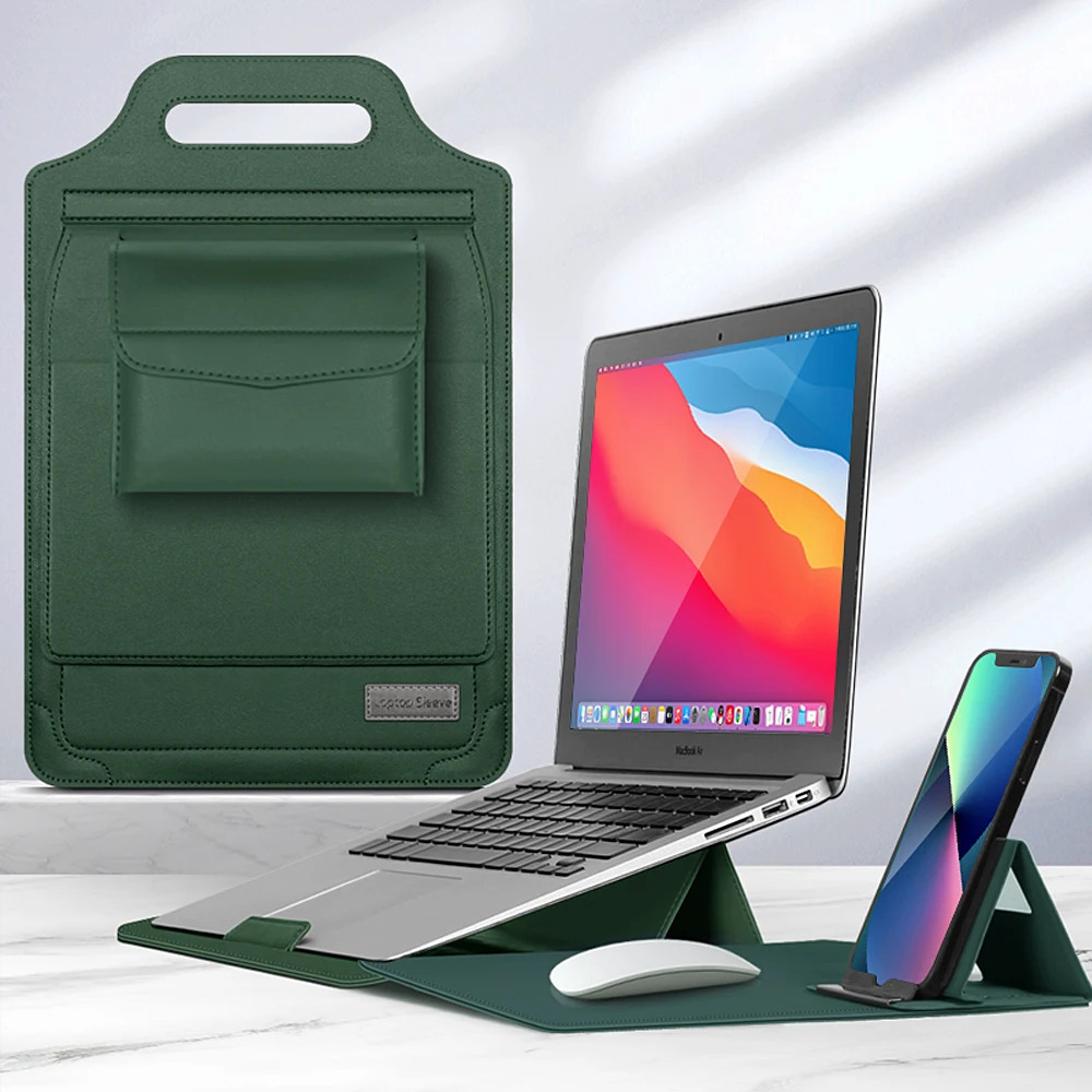 Laptop Sleeve Bag 5 in 1 Laptop Stand Case with Cable Mouse Pad Pouch for MacBook Huawei Matebook 11 12 13.3 13 14 15 Cover: eleven / WHITE