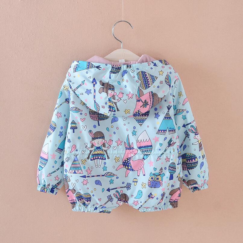 Meisjesjas herfst meisje vogel doodle print jas kinderen windjack meisjes vrijetijdskleding jas 3-7