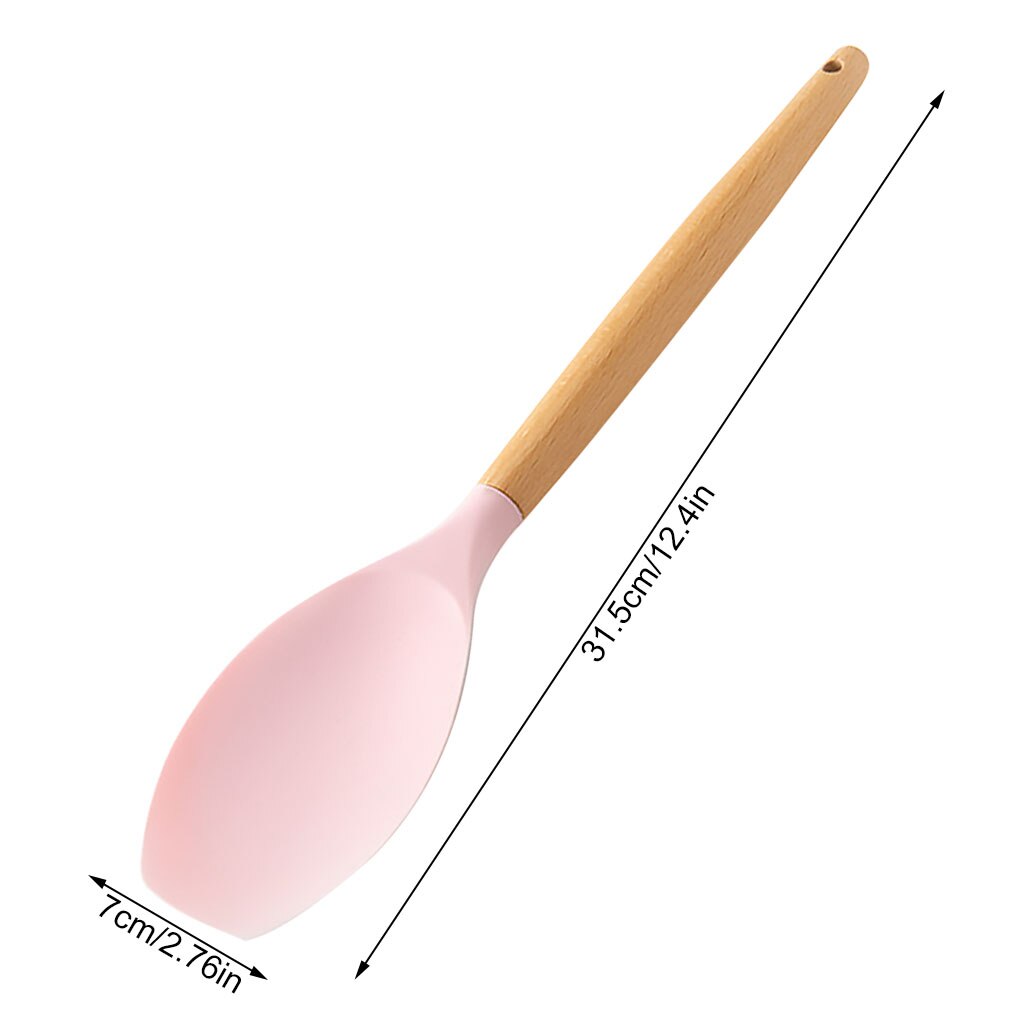 Wooden Handle Silicone Cooking Utensils Kitchen Utensil Set Non-stick Spatula Scraper Soup Spoon Brush Egg Beater Kitchen Tools: Turner Spoon
