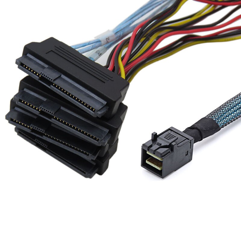 29pin SFF-8482 OM SFF-8482 connectoren met IDE Power Kabel (1 M) interne HD sas sata kabels SFF-8643 Mini SAS HD naar (4)