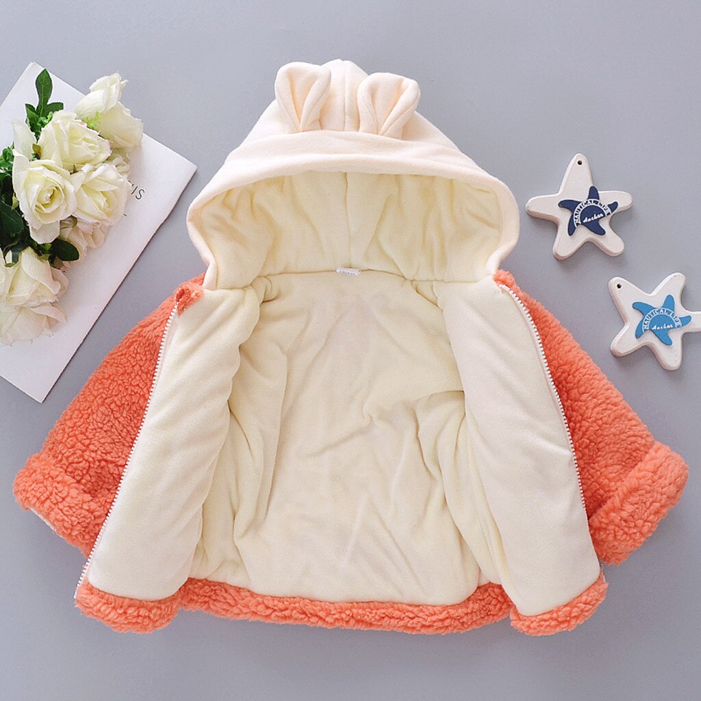 Cute Baby Ear Coat Autumn Winter Fleece Children's Sweaterr Boys And Girls Hoodie Jacket Baby Girl Winter Coat Color Matching