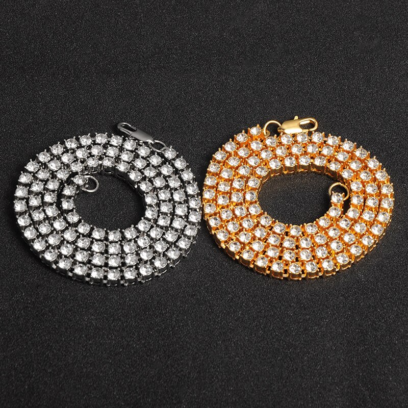 Hip Hop Iced Out 5MM Mens Kettingen 1 Rij Strass Choker Bling Crystal Tennis Ketting Voor Mannen Sieraden
