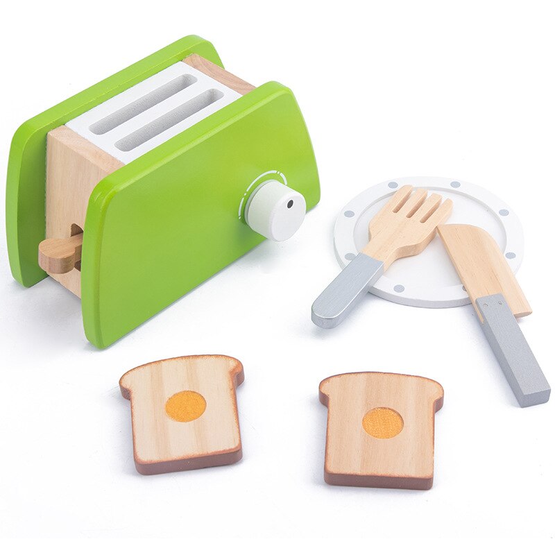 Wooden Kitchen Pretend Play Toy Simulation Wooden Coffee Machine Toaster Machine Food Mixer Baby Early Learning Educational Toys: LTC00534A