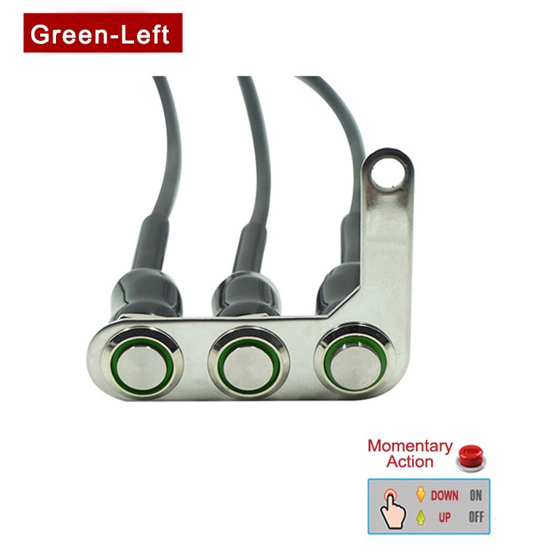 Interrupteur étanche à 3 boutons pour guidon de moto, interrupteur marche-arrêt, interrupteur étanche pour phare, klaxon et clignotant, LED: Green-Left