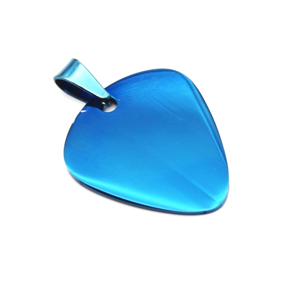 5 colors Stainless Steel Guitar Pick Pendant ID Necklace Unisex without chain double side polish