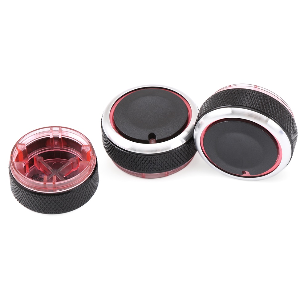 For VW POLO 2003 MK4 MK5 9N 9N3 6R 3pcs/set Aluminum Alloy Air Conditioning Knob AC Knob Heat Control Switch Button Knob