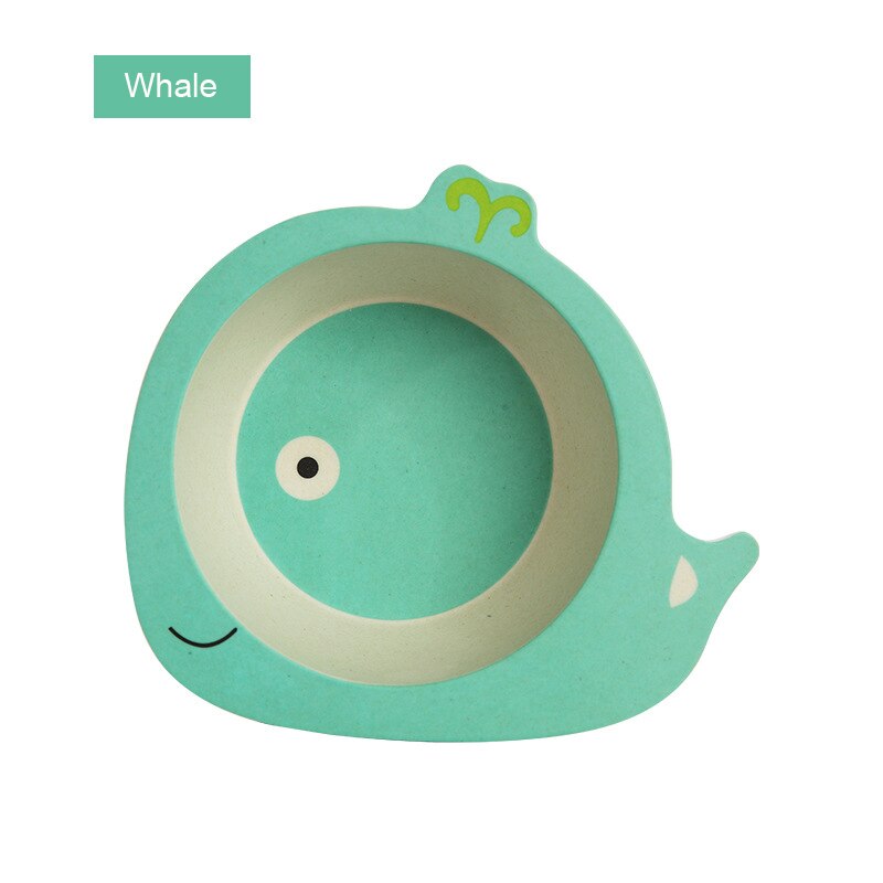 Effen Voeden Babyvoeding Eco Bamboe Servies Antislip Servies Voor Feeding Baby Gerechten Cartoon Kinderen Kids Bamboe Plaat: Whale 1