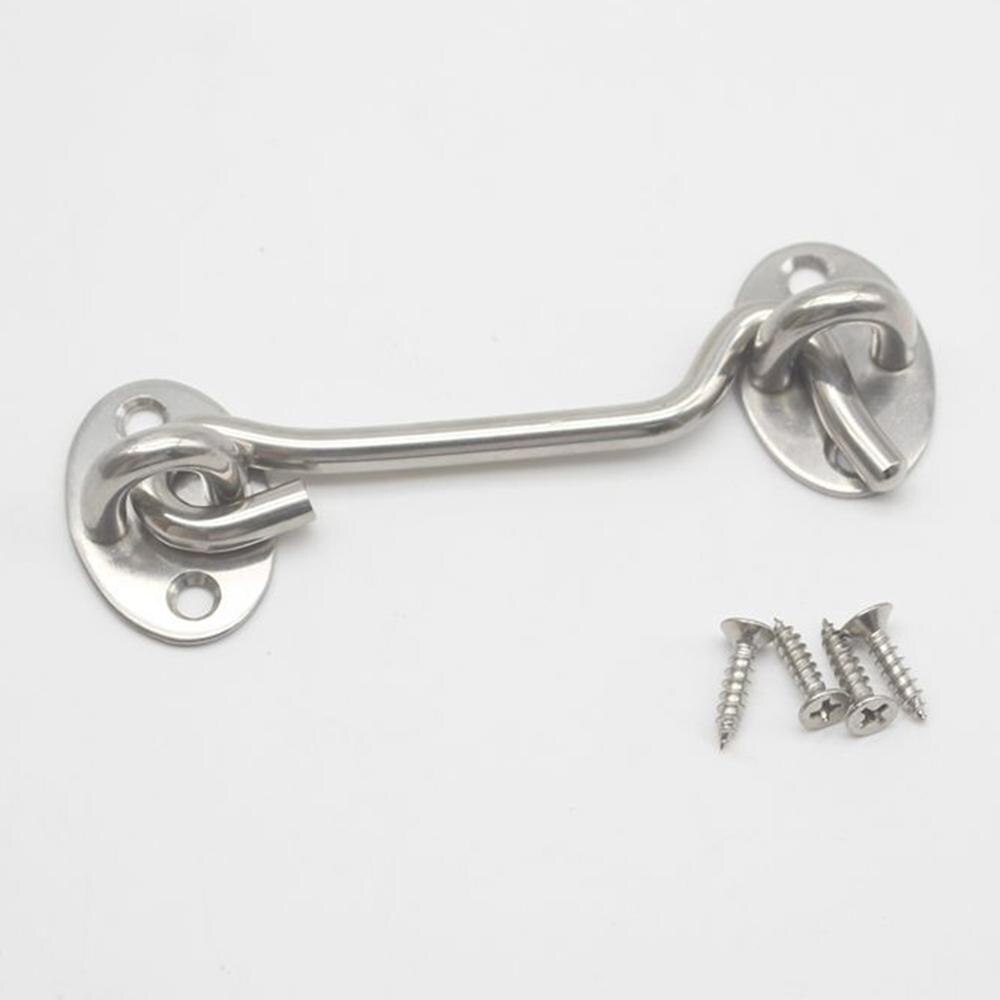 Stainless Steel Window Door Latch Security Lock Cabin Garage Barn Door Easy Hook Privacy Eye Lathes