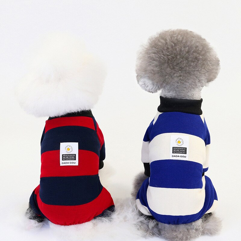 Alt til hunde fire ben hundetøj til efterår og vinter stribet jumpsuit kæledyrstøj hund pyjamas tøj til lille hund