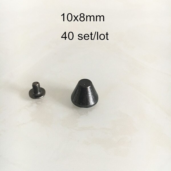 Ruuvata metalliset niittinastat, musta gunmetal punk rock piikkiniitti, luoti / härkäsarvi ruuvitappi, tee-se-itse-kengät, laukut, nahkakäsityöt: 10 x 8mm 40 setti