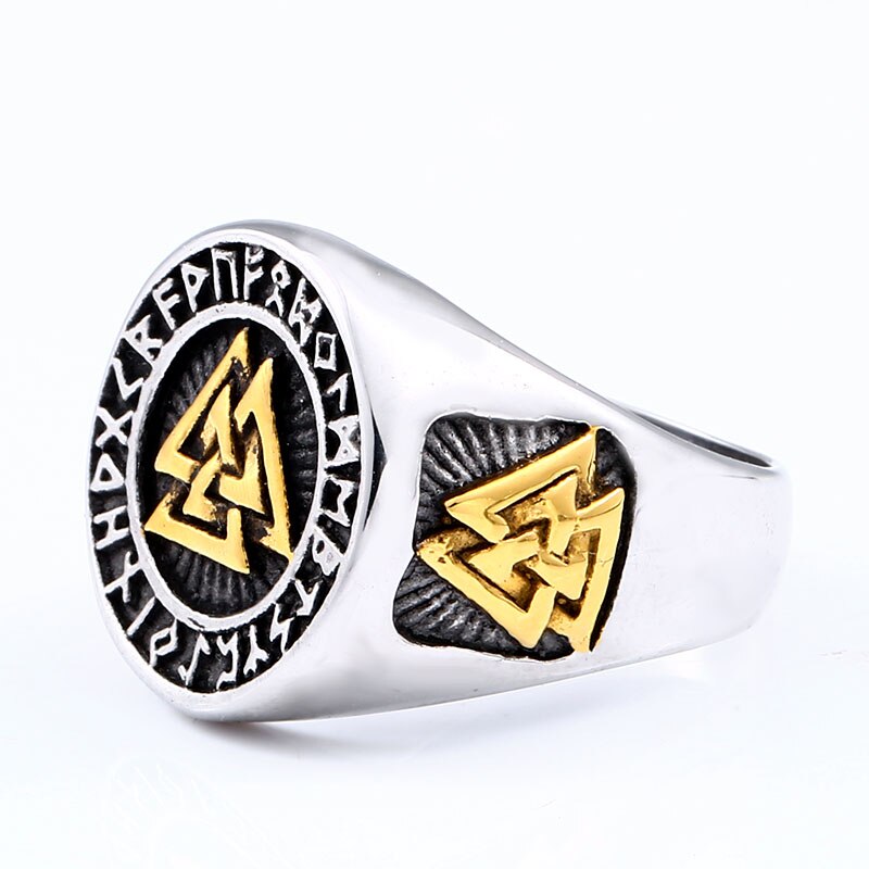 Soldat en acier nordique viking rune anneau en acier inoxydable matériel breloque populaire pour l'europe Skandinaviska bijoux