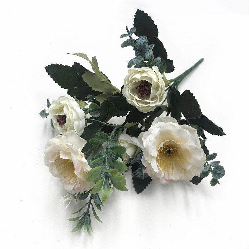 Yoormer Kunstmatige Pioen Zijde Bloem Boeket Elegante Thuis Kunstmatige Bruiloft Decoratie Boeket Bloem Decoratie: Milky white