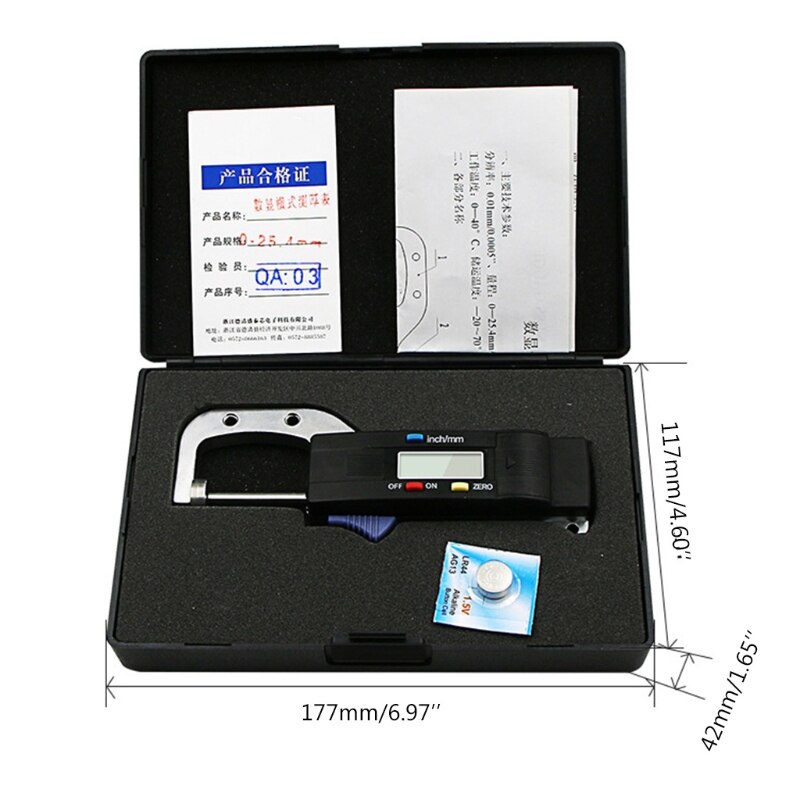 Jauge d'épaisseur horizontale numérique 0.01mm bijoux perle règle diamètre rond R9JC