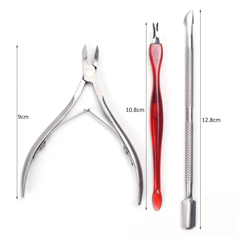 STZ 3 sztuk/zestaw gwóźdź Sztuka nożyce nożyczki profesjonalne odpychacz robić skórek szczypce frezy łyżka widelec trymer stylizacja manicure narzędzie NC385