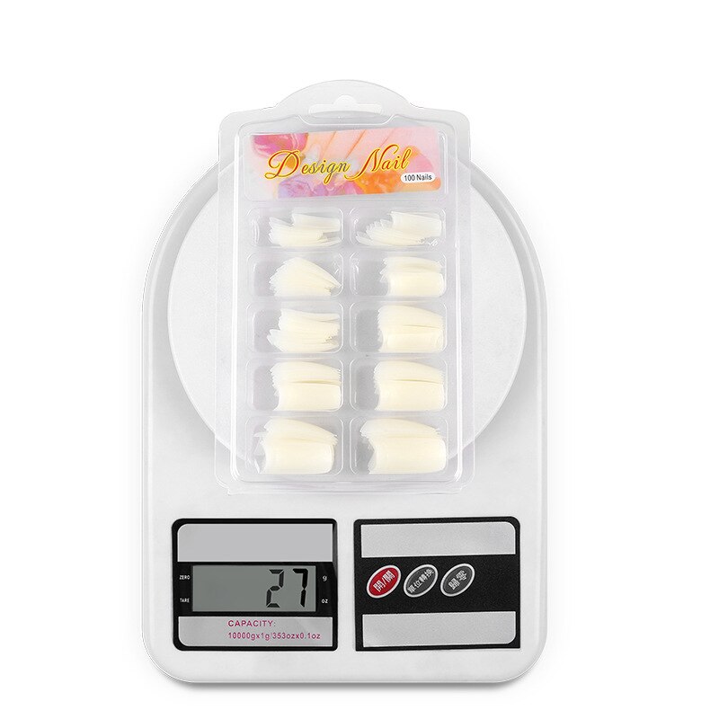 100 stuks/doos kunstmatige nageltips volledig dekkende nagels gekleurde nageltips acryl transparante nagelcapsules franse manicure nepnagels
