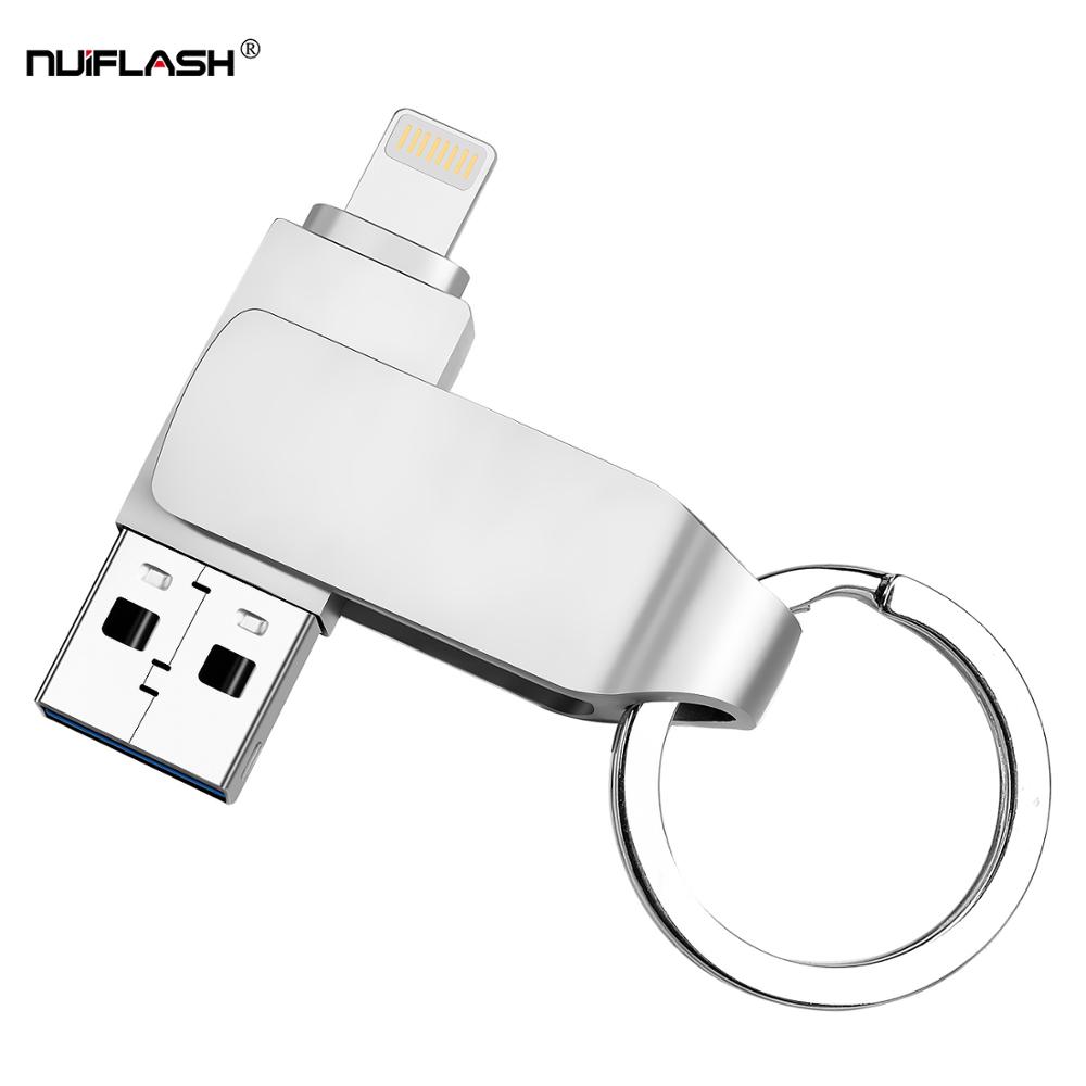 Unidad Flash USB para iPhone X/8/7/7 Plus/6/6s/5/SE/ipad, lápiz de memoria 2 en 1, 128GB, 256GB, 512GB