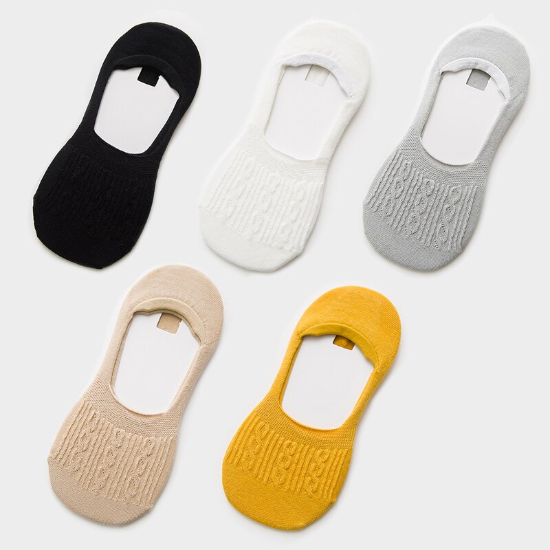 Candy Color Invisible Non-slip Low Cut Socks Women Casual Cotton Breathable Ankle Boat Socks 5Pairs: style D 5 pairs