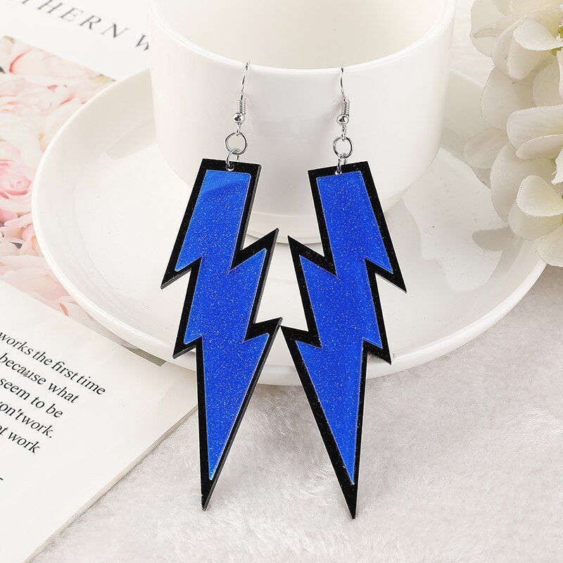 1 paar Blitz Reize Kreative Acryl Bunte Frau Baumeln Ohrringe Tropfen Ohrringe Für Mädchen Geburtstag: dunkel Blau
