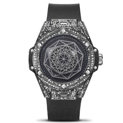 Kimsdun Luxe Diamant Horloge Voor Mannen Hip Hop Iced Out Horloge Mannen Quartz Horloges Rvs Dial Leather Horloge man