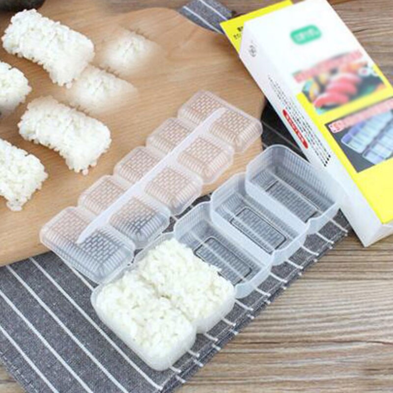 Food Grade Plastic Nigiri Sushi Maker Rice Ball Molds 5 Rolls Maker Non Stick Press Bento DIY Tools