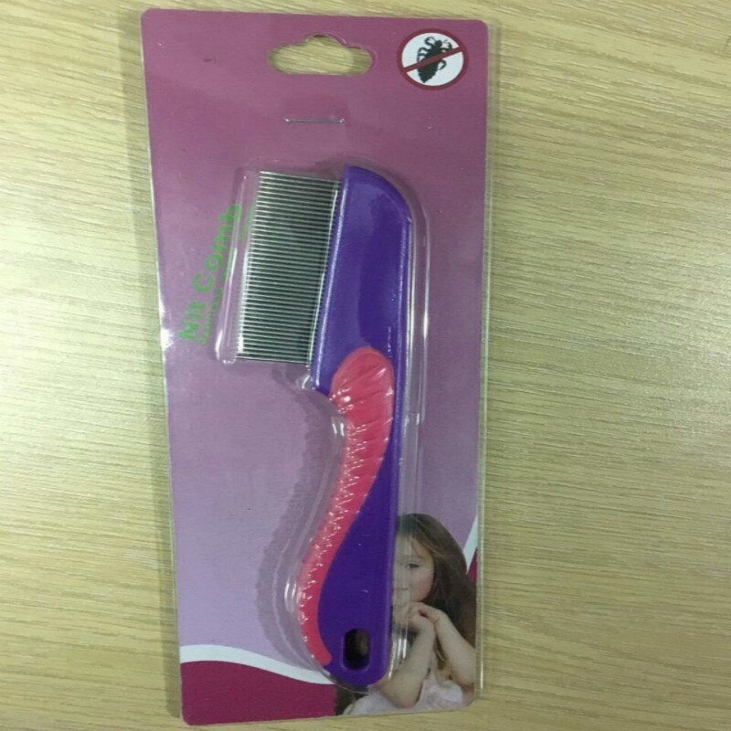 head lice remover hair Comb Stainless Steel Nit Head Hair Lice Comb Metal Fine Toothed Flea Flee With Handle Hairbrush Tools: Short purple