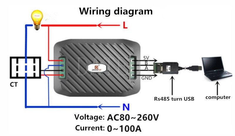 AC Power Meter Energy Meter 220V 100A RS485 Modbus Electricity Kwh Meter for Homekit PZEM-016 With Split CT