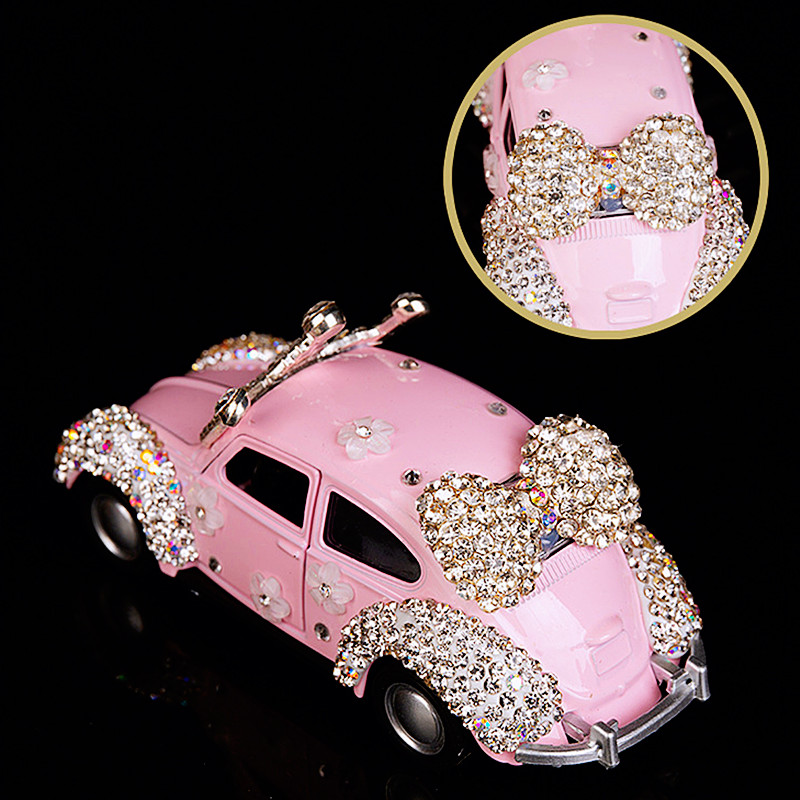 Luxus Diamant Jahrgang Auto Dekoration Zubehör Rosa einstellen Diamant Auto Modell Center Konsole Aromatherapie Ornament Bling